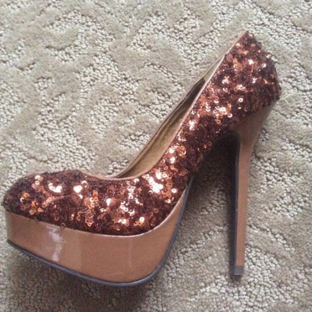 Brown Sequin Heels